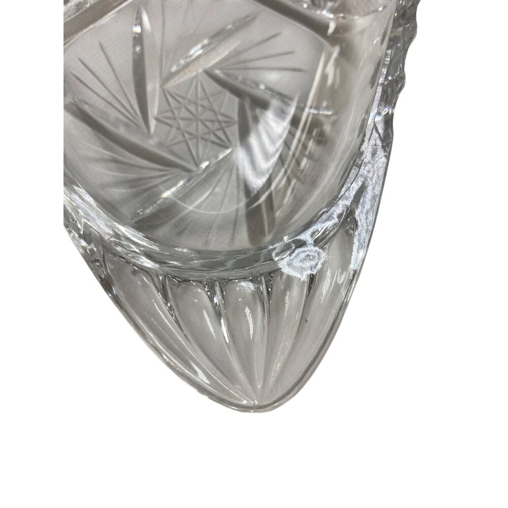 Vintage Clear Glass Triangle Divided Relish Dish Starburst Carrot - Picture 7 of 9